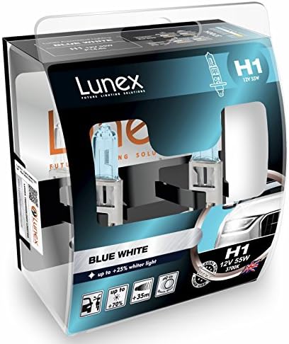 LUNEX H1 448 СИНЬО-БЕЛИ Халогенна крушка за фар 12V 55W P14, 5s + 25% по-бяла светлина 3700K duobox (2 бр.)