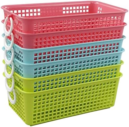 Настолни кошница за съхранение на Anbers, цветна пластмасова кошница, 6 опаковки