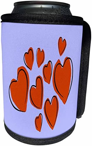 3dRose Сладки Сърца, Нарисувани ръчно, Оранжева Романтична опаковки за бутилки-охладители под формата на драскулки (cc_357349_1)
