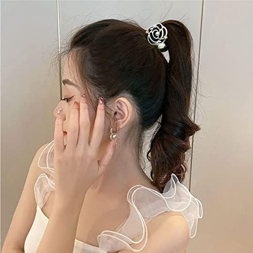 BYBYCD Нокти за коса във формата на конска опашка, Елегантни Щипки за коса-Шипове в Корейски Стил, шапки с Цветя, Рози, Аксесоари за коса (B)