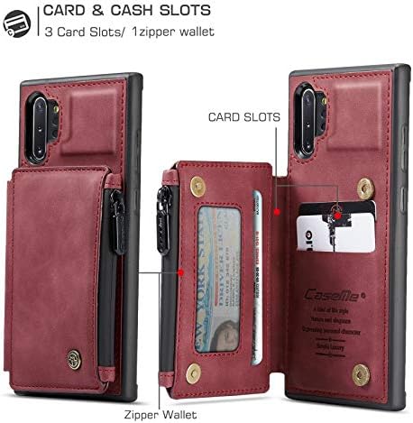 Калъф за мобилен телефон, съвместим с Samsung Galaxy Note 10 Plus, една чанта-портфейл с държач за карти, отделения за карти от изкуствена кожа премиум-клас с двойна магнитна за?