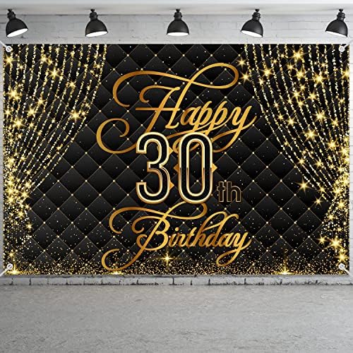 С 30-Ти Рожден Ден Банер на Фона на Кралския Завеса Украса Черно Златен Фон и 30-Годишният Рожден Ден, за Жени, Мъже Снимка Вечерни Аксесоари За вашия интериор