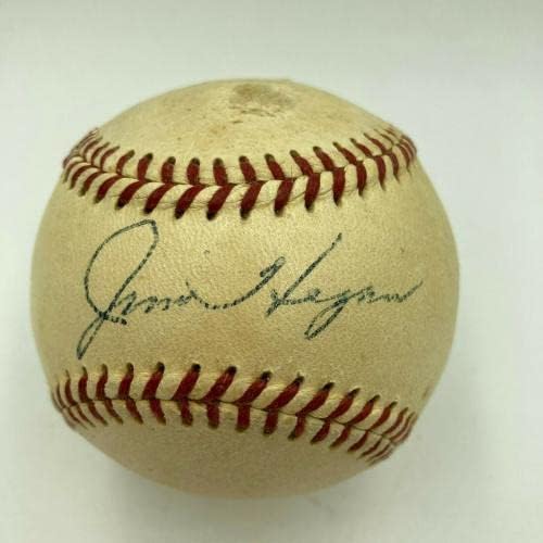 Прекрасен Джим Хиган подписа договор 1950-те години от Американската лига бейзбол Harridge Baseball PSA DNA COA - Бейзболни топки с автографи