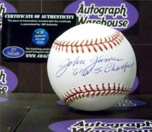 Играта на топка с автограф на Джони Джеймс и надпис 61 шампион WS