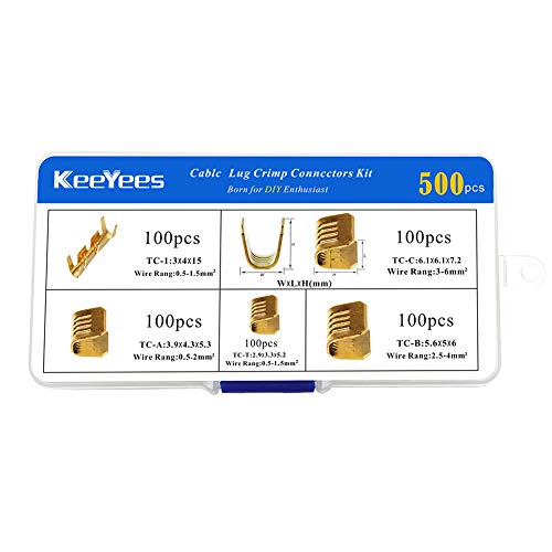 KeeYees 500 Броя U-Образни Медни Пръстеновидни Клеми За Запресоване Комплект - Неизолированный Гама От Кабелни Проводници