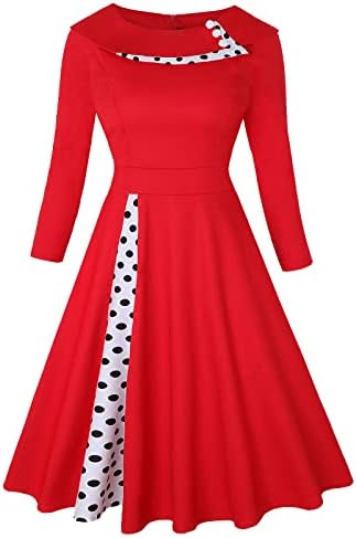 Ретро рокля на 1950-те години за жените, Рокли на точки, Реколта Коктейлни Рокли-Люлка, Роклята на Одри Хепбърн