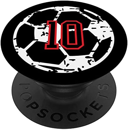 Номер на #10 Червено-Черно Футболист Номер 10 PopSockets С възможност за смяна на PopGrip