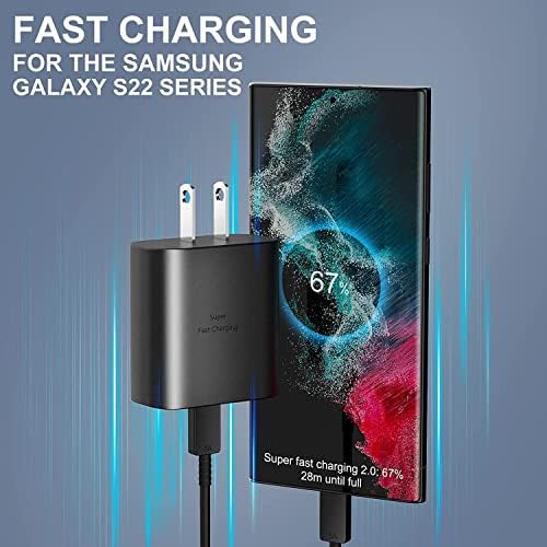 Samsung ултра-бързо зареждане, монтаж на стена зарядно устройство, USB C мощност 45 Вата с 6-футовым кабел Type