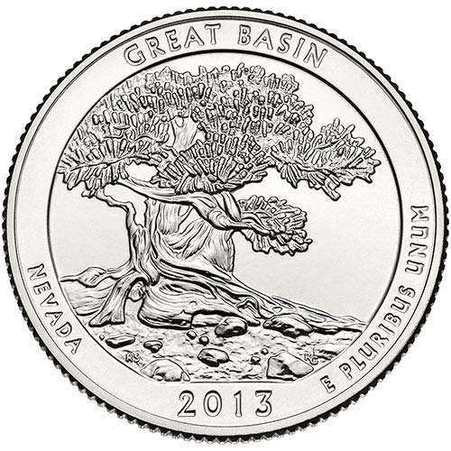 2013 P, D, S BU Национален парк Грейт Бейсин, щата Невада, NP Quarter Choice Комплект от 3 монети, Монетен двор на САЩ, без да се прибягва