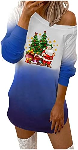 NOKMOPO Рокля с дълъг ръкав, Дамски Ежедневни Пуловер с кръгло деколте и Коледните Принтом, Рокля с Дълъг Ръкав Рокля с копчета