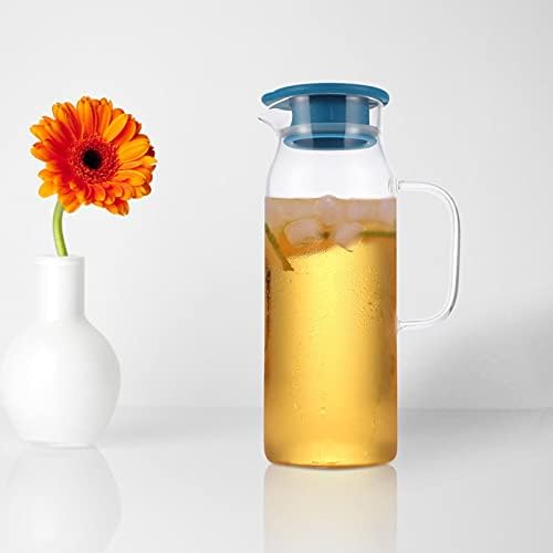 BESTonZON Диспенсер за напитки Диспенсер за напитки Стъклена Кана със стомна за вода за хладилник е стъклен чайник,