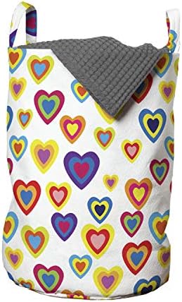 Чанта за дрехи Ambesonne за Свети Валентин Абстрактни Цветни Вложени Сърцата на Однотонном фона в стил ретро Романтика,