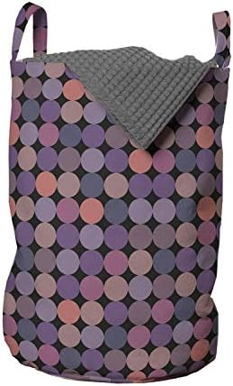 Абстрактна чанта за дрехи Ambesonne, Мозайка ретро-модел Грах, Пастелни Кръгове с Геометричен модел, Кошница за