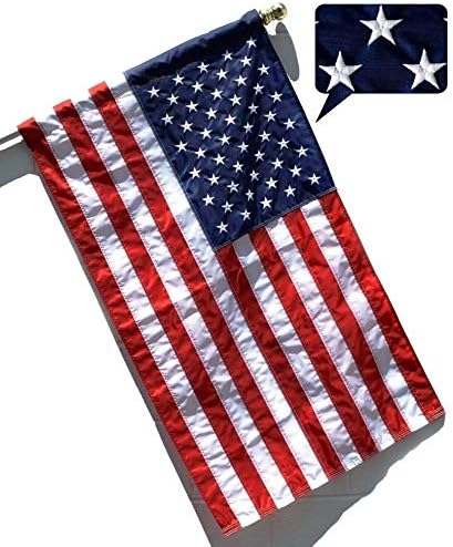 Фабрика хартата на САЩ - Американски флаг с размери 2,5 х 4 фута (с ръкави) (Бродирани Звезди, нашитые ленти) -