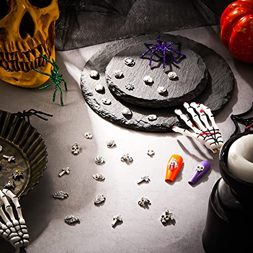 100 Бр. Окачване за нокти с черепа на Хелоуин, висулки за нокти с виртуален скелет, 3D Кристали за нокти под формата