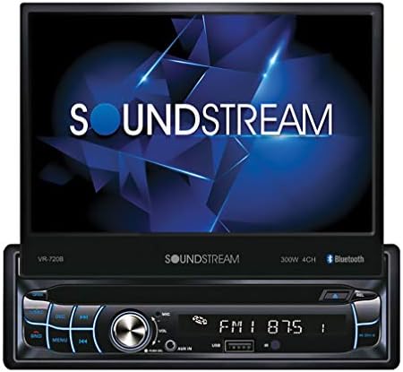 SoundStream VR-720B Кола Стерео система, DVD/CD на един DIN с медия плеър, Bluetooth с Двигател със 7-инчов конвертируеми сензорен екран и вграден усилвател