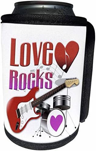 Триизмерно изображение на надписа Love Rocks с оборудване за група - Опаковки за бутилки-охладител (cc_356674_1)