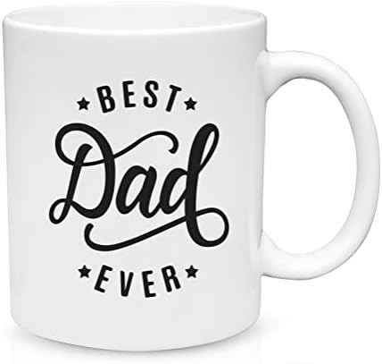 Кафе поздравителна чаша Best Dad Някога Mug - Керамична чаша с принтом Best Dad Някога от двете страни. Чудесен подарък за Деня на бащата, рожден Ден или Празник.