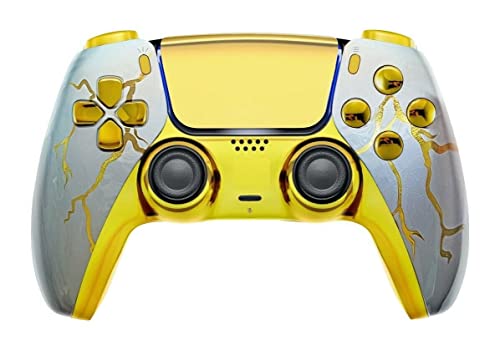 Потребителски безжични немодифицированный PRO контролер, съвместим с PS5 Изключителен уникален дизайн (Gold Thunder)