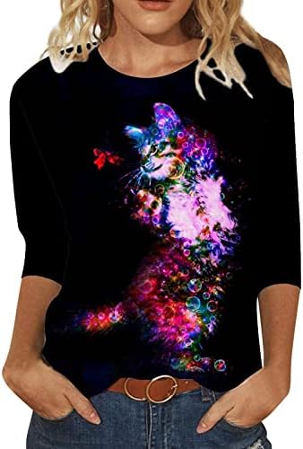 Блузи за жени, Дамски Однотонная Туника с цветен Модел, Заниженными рамене, Дълъг ръкав и кръгло деколте, Свитшот