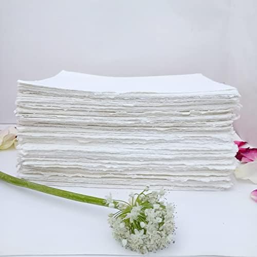 E-Tailor акварелна хартия ръчно изработени, Крафт-хартия за оригами Направи си сам, Листове с външни ръбове, 150 гориво, цвят Слонова кост, бяла (12x15 на 100 листа)