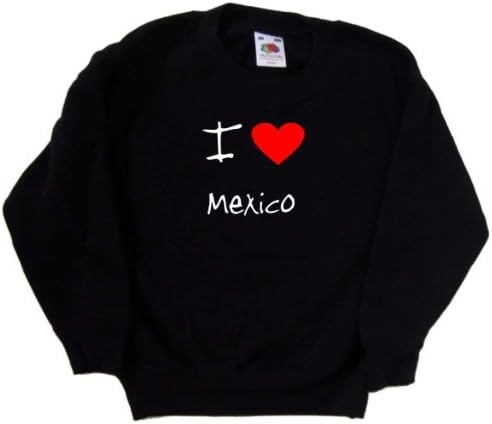 Черна детска Hoody I Love Heart Mexico