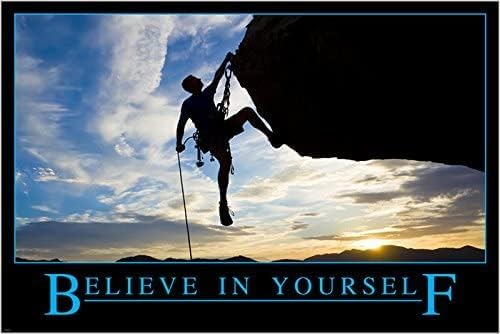 Вдъхновяващи Мотивационен Плакат НИС ВШЭ Вярвай в себе си скално Катерене Увереност в себе СИ 24X36