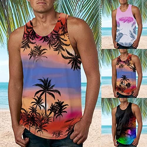 Хавайски Плажната Тениска за Мъже, Лятна Готина Риза Без Ръкави с 3D Дигитален Печат, Ежедневни Тънка Тениска За