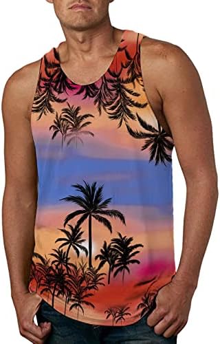 Хавайски Плажната Тениска за Мъже, Лятна Готина Риза Без Ръкави с 3D Дигитален Печат, Ежедневни Тънка Тениска За