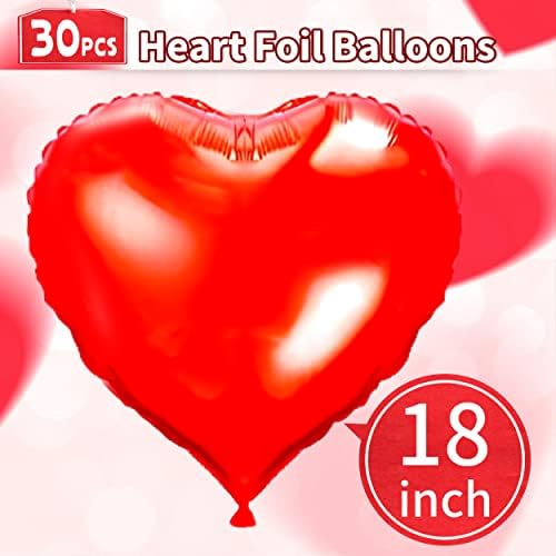 LINAYE 18 Инча Червени Балони Балони във формата на Сърца от 30 бр. Балони за Деня на Свети Валентин е във Формата