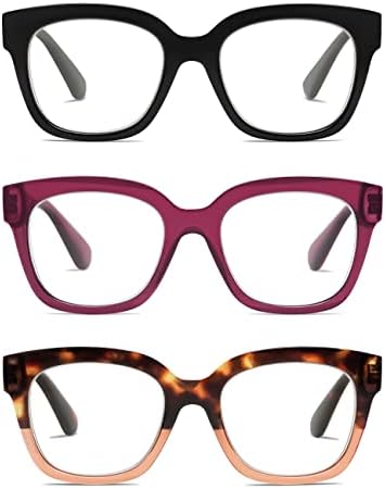 3 Опаковки Ретро Квадратни очила за четене за жени, Модни Сини Светозащитные очила за четене 1,5 2,0 2,5 с Пружинным