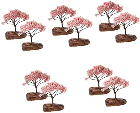 Toyvian 10 бр. Имитация Мини Къщички на Дърво Украса за Дома Розово Дърво, Богато Смола