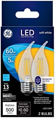 Led лампа GE C10 E12 (Канделябр) Мек бял цвят Капацитет от 60 W се Равнява на 2 pc