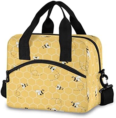 Honeycomb Animal Bee Чанта за Обяд Множество Чанта-Тоут за Обяд Термална Чанта-Хладилник Изолиран Обяд-Бокс с Регулируем