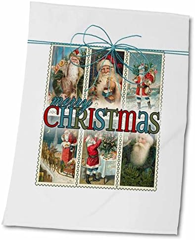 3dRose Реколта Коледни пощенски марки с тематични дядо коледа Нежно-Синьо - Кърпи (twl-25606080-3)