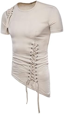 Мъжка Лятна Нова Тениска с Къс ръкав с Неправилна Форма, Вязаная Блуза с Плетени Въже, Готически Пиратски Улични