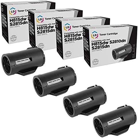 Подмяна на касетата с тонер за принтер, съвместим с LD, за Dell 593-BBML F9G3N (черен, 4 опаковки)