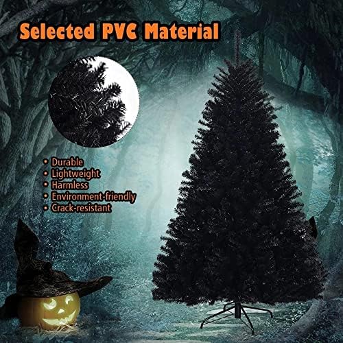 N/A 6-Подножието Навесная Изкуствена Коледна Елха на Хелоуин, Пълна с коледно Дърво С Метална Стойка Черен Цвят