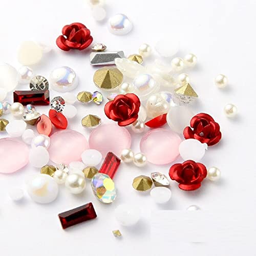 1 Кутия 3D Кристали за нокти, бижута от рози, диаманти, скъпоценни камъни Направи си сам, Очарователни декорации