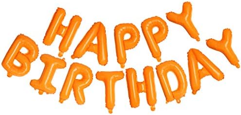 Честит Рожден Ден Оранжеви Букви От Алуминиево Фолио Балони 16 Инча Банер От Алуминиево Фолио Балони за Украса на