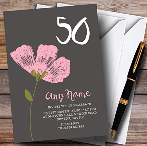Пощенска картичка Зоопарк Розово Акварел Цвете на 50-годишнината на Персонални Покани На Парти по случай рождения
