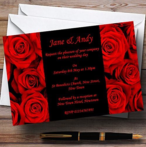 Прекрасни Персонални Покани за Вечерния прием с Тъмно Червена Роза