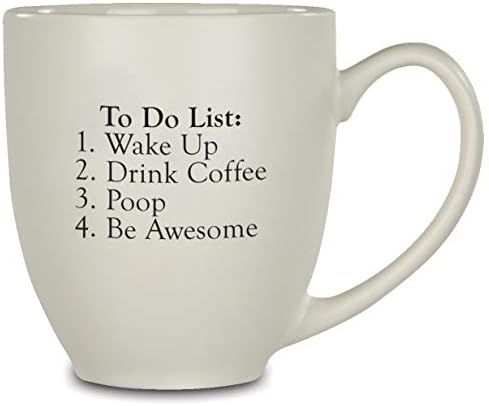 Списък на нещата - (14 унция) Забавна кафеена чаша Керамична чаша за кафе и чай голям размер, чудесен подарък с