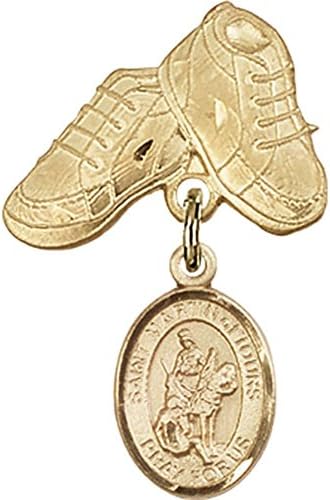 Детски иконата със златен пълнеж, талисман на Свети Мартин Турского и игла за детски сапожек размер 1 X 5/8 инча