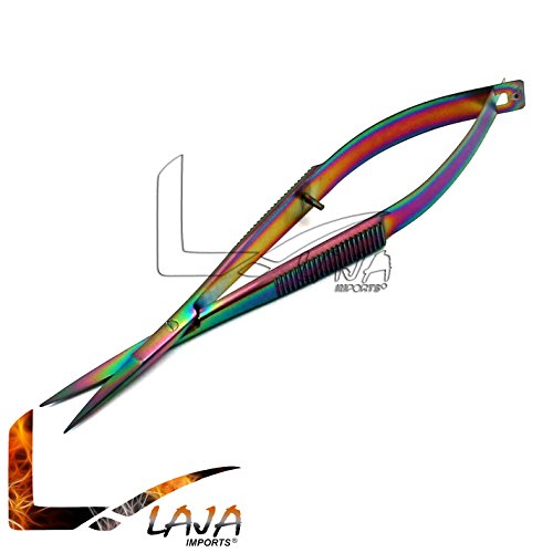 LAJA ВНАСЯ Директни ножици за бродиране EZ Snips Рейнбоу цвят с титанов щанга с фитил (4,5 инча)