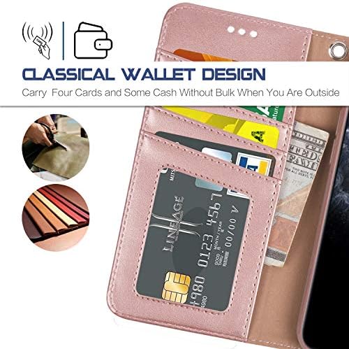 Чанта-портфейл Arae за iPhone 11 Pro [5,8 инча] с Каишка на китката и притежатели на кредитни карти - Rosegold