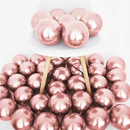 50 Бр 5-Инчови Метални Топки от Розово Злато, Хром Топки от Розово Злато за Детски Булчински Душ, Бижута от Розово