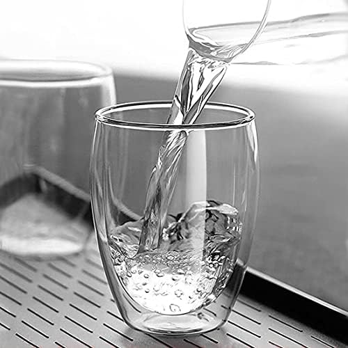 BNUNWISH Стъклена чаша за капучино с двойни стени, комплект чаши за еспресо, 4-8 мл, изолирани, прозрачни, без кондензация