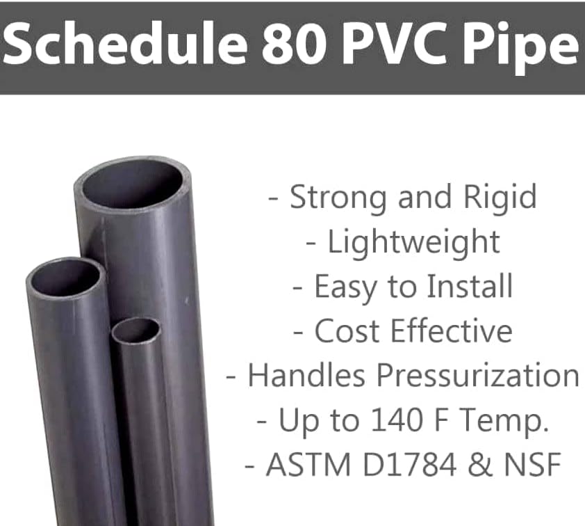 Тръба PVC Schedule 80 Сива 1/2 Инча (.5) Сиво / PVC