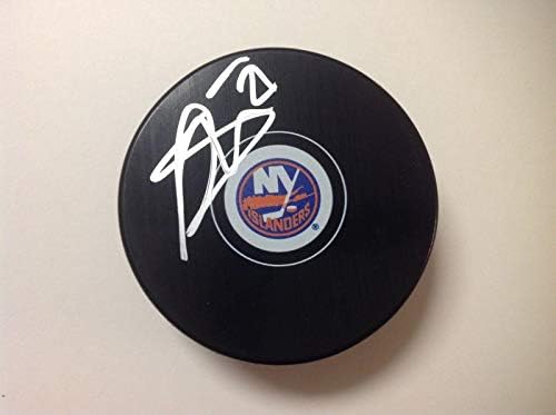 Хокейна шайба Лук Сбиса Ню Йорк Айлъндърс с автограф a - за Миене на НХЛ с автограф